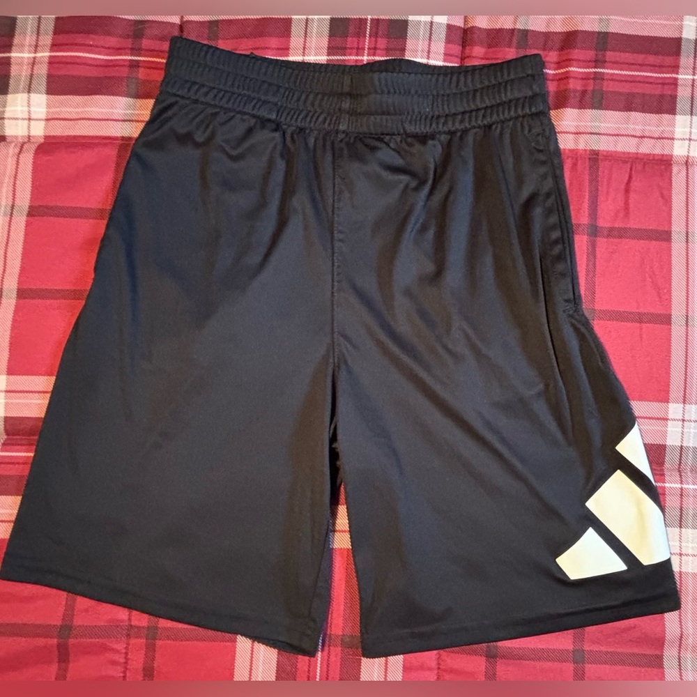 adidas Kids Black Shorts with White Logo